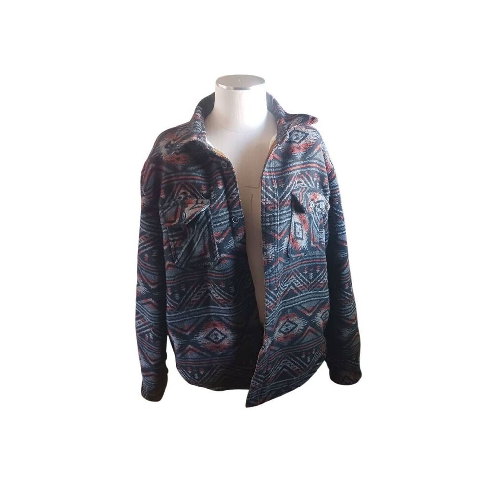 Jach's New York southwestern wester Aztec print wool blend sherpa lined men's XL